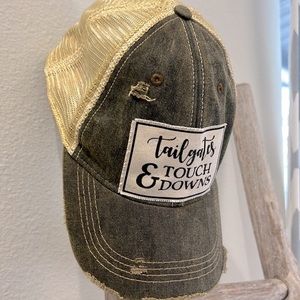 Distressed‎ Trucker Mesh Tailgates & Touch Downs Football Canvas Adjustable Hat